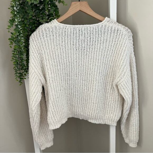 Love Tree Cream White Oversized Baggy Sweater Slightly Cropped Women's Small - Picture 3 of 8